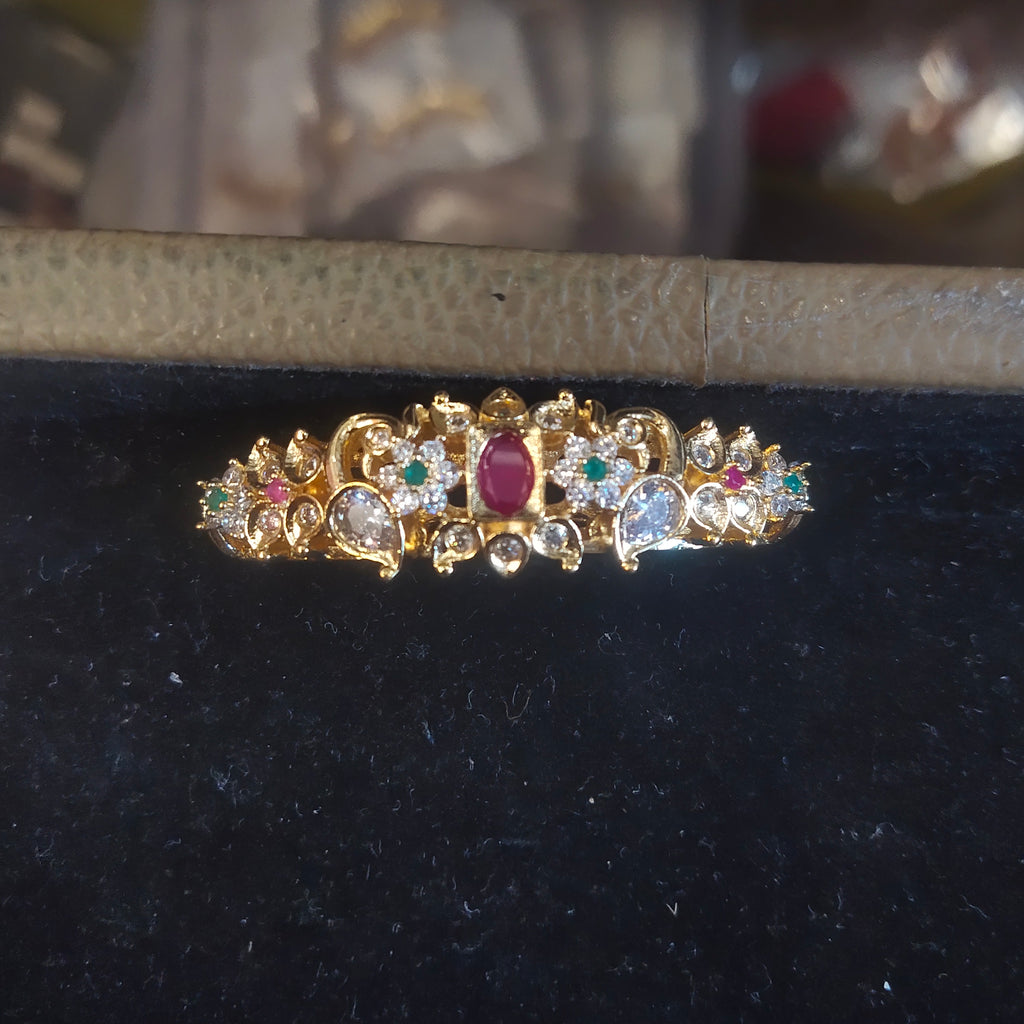 Gold Plated Ruby Emerald Scrollwork Changeable Bangle Pendant 239938209058