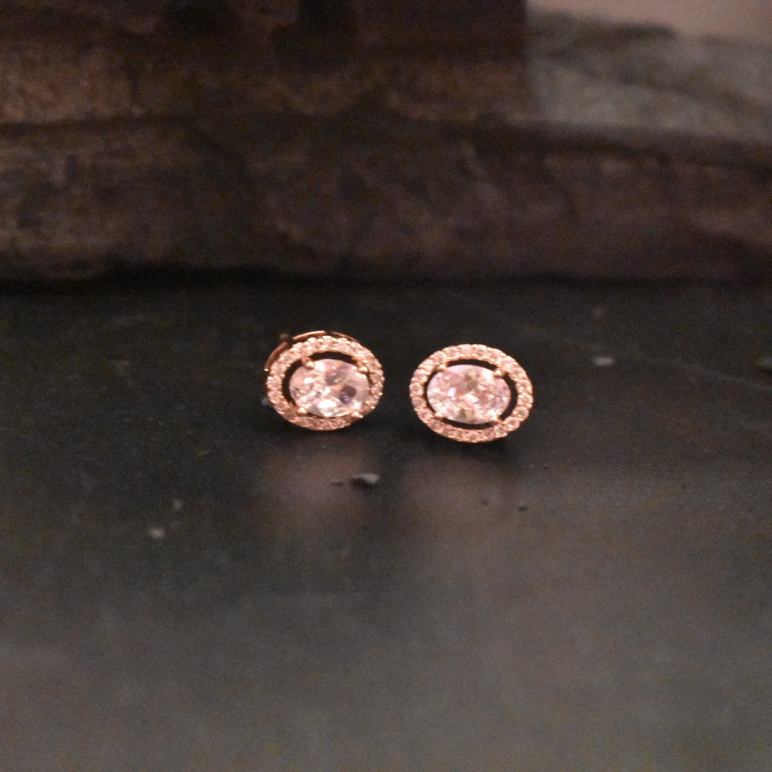 Rose Gold Stud Earrings - Elegant Glamorous Design