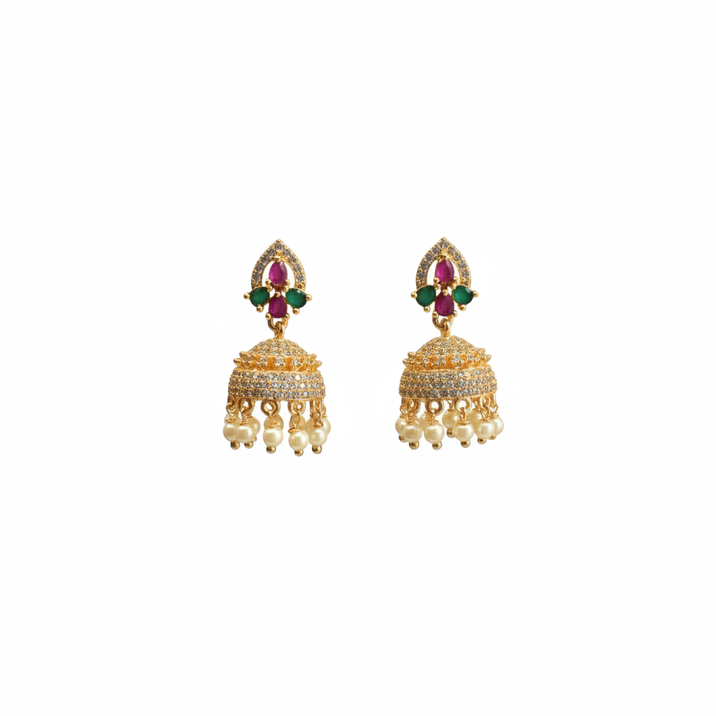 Round top jhumka earrings