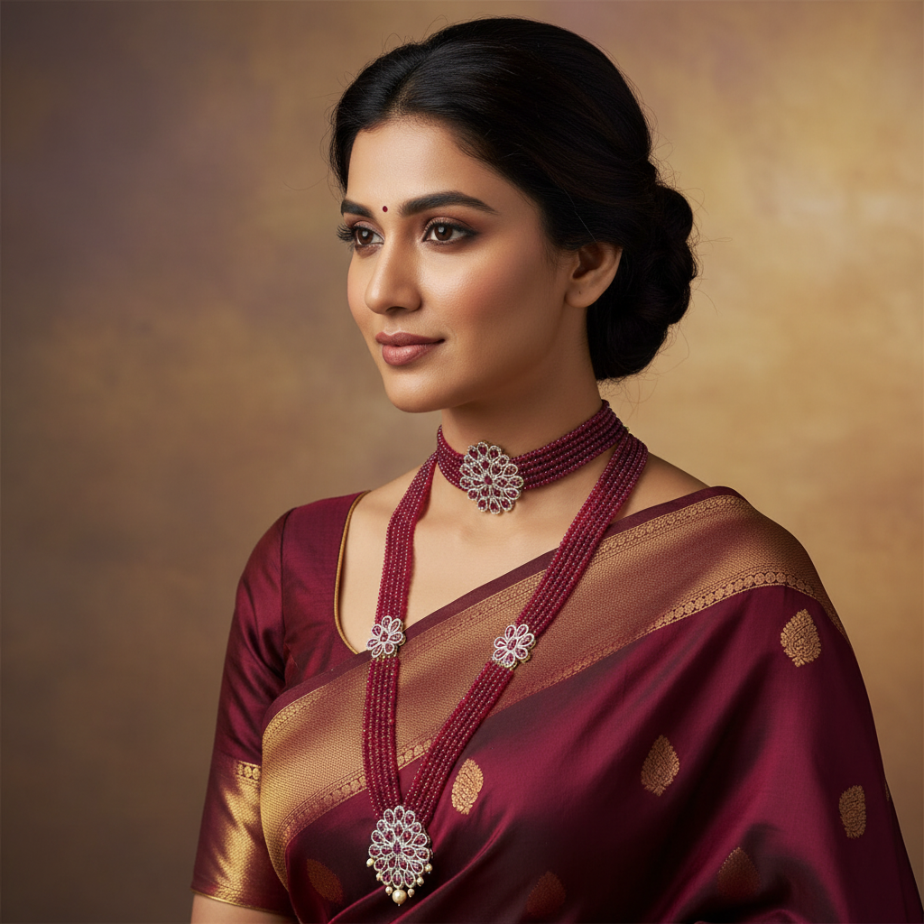 Ruby Beads Choker Combo Lifestyle