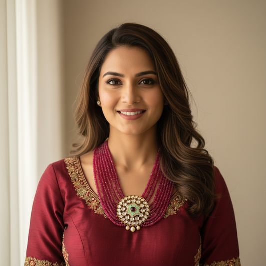 Ruby Beads Kundan Necklace