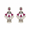 Ruby Chandbali Jhumka Earrings White Background