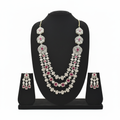 Ruby CZ Bridal Necklace Set – White Background, No Tikka