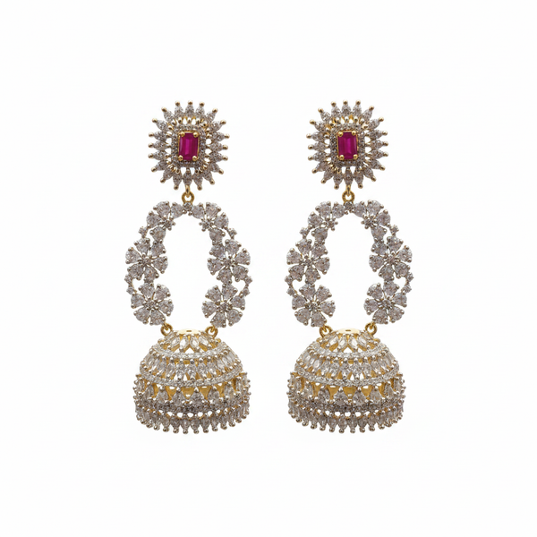 Ruby CZ Jhumka – White Background