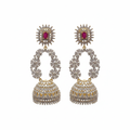 Ruby CZ Jhumka – White Background
