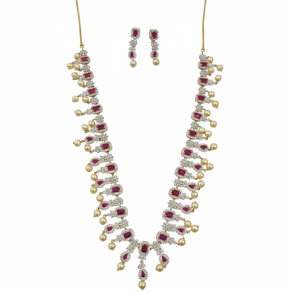 Ruby CZ Long Haram - White Background