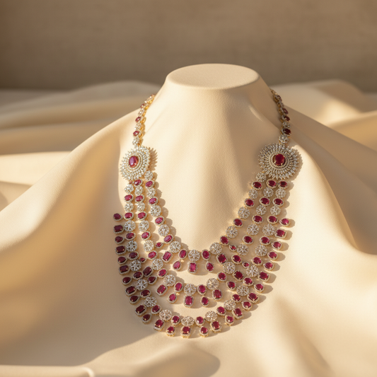 Ruby & Diamond Bridal Necklace Lifestyle