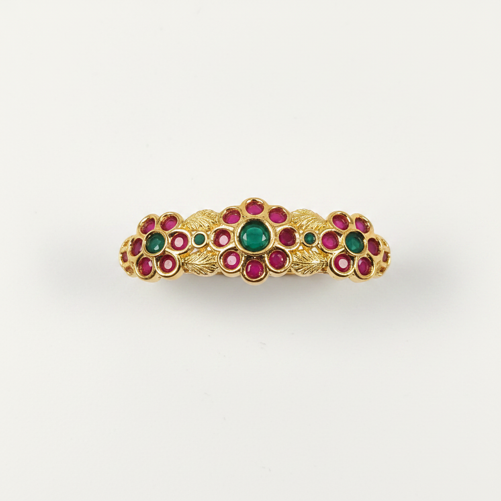 Ruby Emerald Floral CZ Pendant