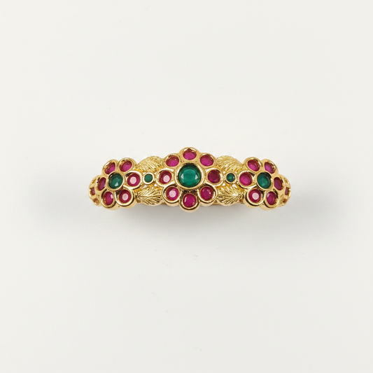 Ruby Emerald Floral CZ Pendant