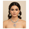 Ruby Emerald Necklace Set - Model Wearing