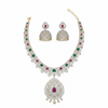 Ruby Emerald Necklace Set - White Background
