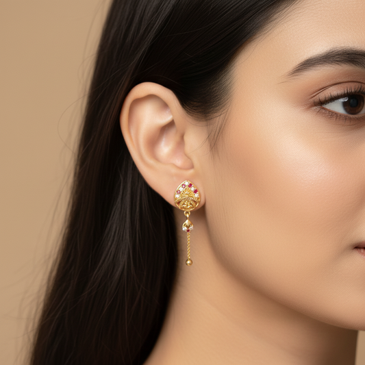 Ruby Fan Drop Earrings