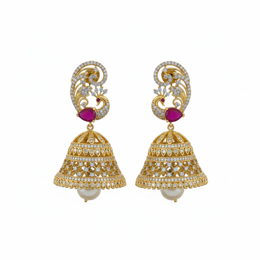 Ruby jhumka flat lay