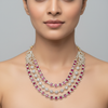 Ruby Multi-Strand Necklace – Model Wearing