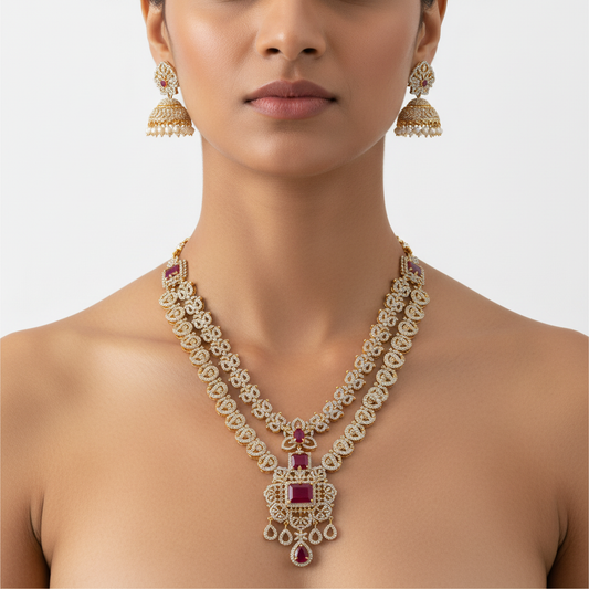 Ruby Necklace Set - Model Display