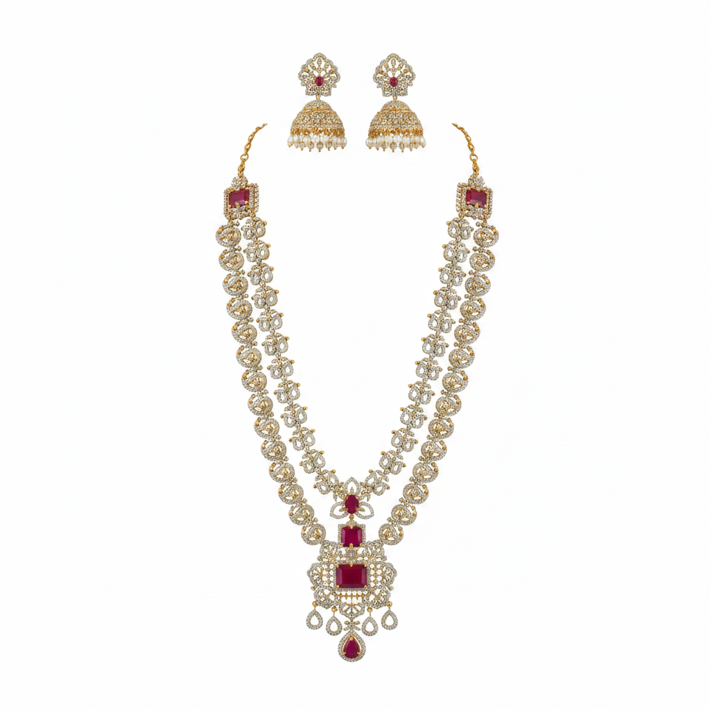 Ruby Necklace Set - White Background