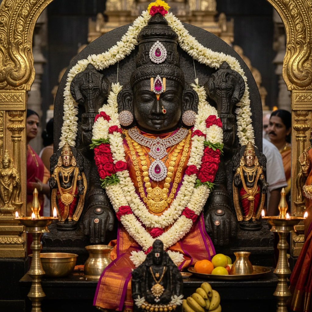 Ruby pendant on Balaji statue