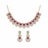 Ruby Pink CZ Necklace Set White Background
