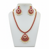 Ruby Pink Necklace Set Bust White Background