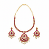 Ruby Pink Necklace Set Flat Lay White Background