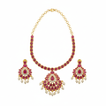 Ruby Pink Necklace Set Flat Lay White Background