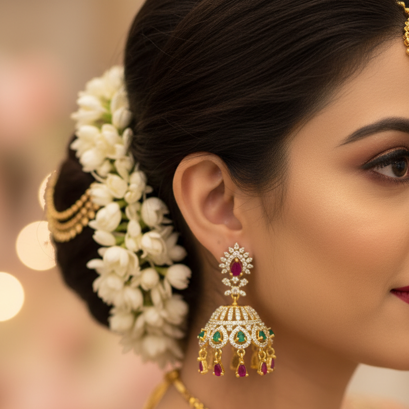Ruby Red CZ Jhumka – Lifestyle