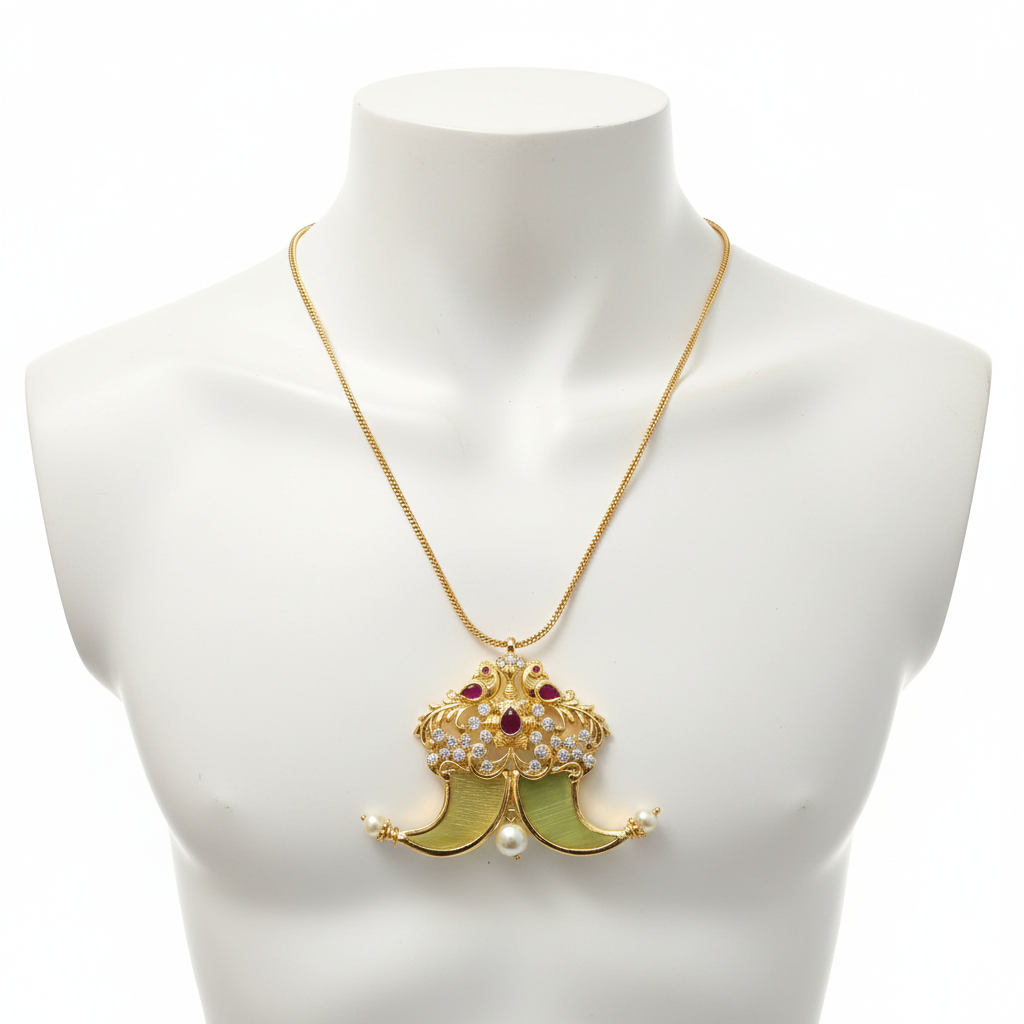 Ruby Stone Puligoru Locket for Men - 24K Gold Plated Temple Jewelry ...