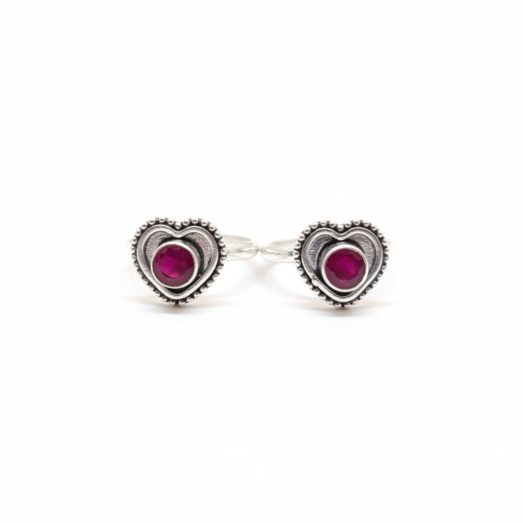 Ruby Toe Ring - White Background