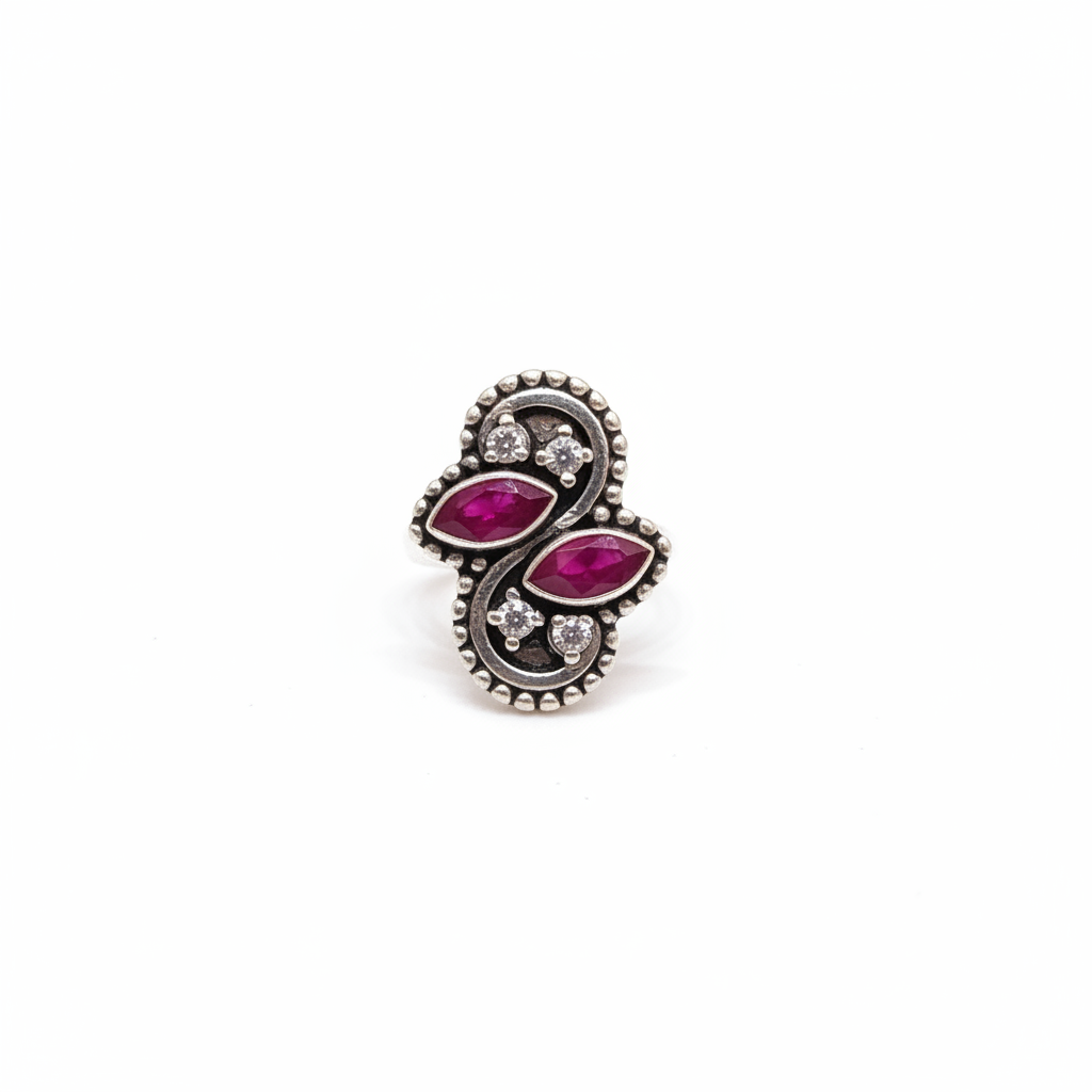 Ruby Toe Ring - White Background