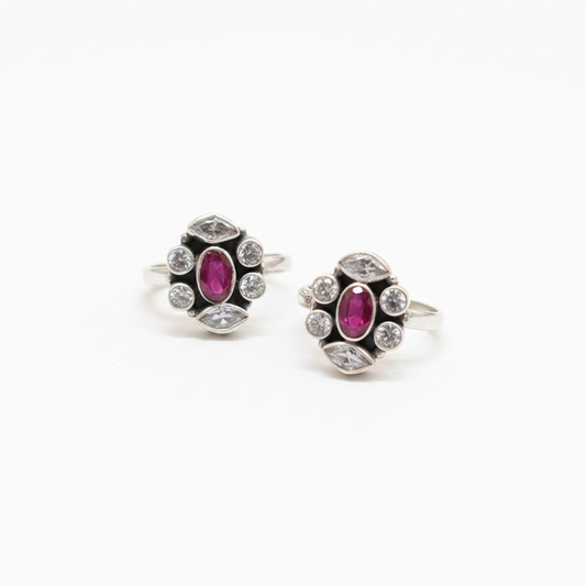 Ruby Toe Rings - White Background