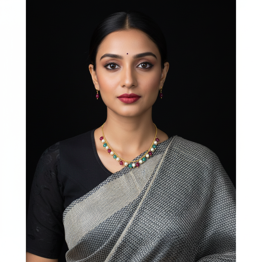 Ruby Turquoise Pearl Necklace Model Wear