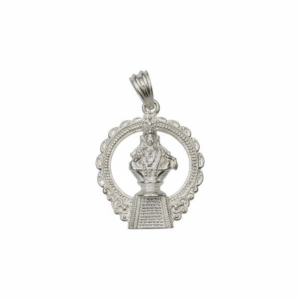 Silver Ayyappa Swami Locket - White Background