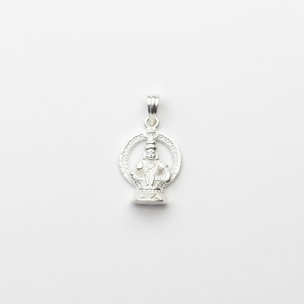 Silver Ayyappa Swami Locket - White Background