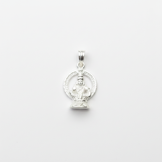 Silver Ayyappa Swami Locket - White Background