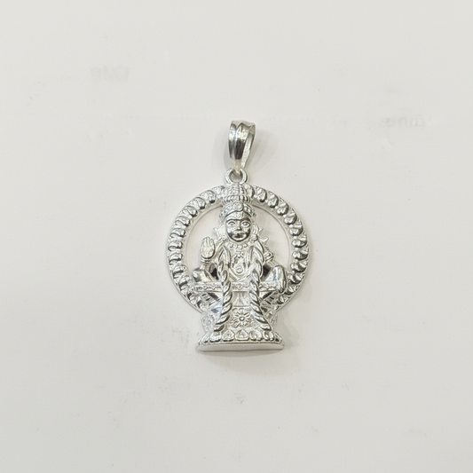 Silver Ayyappan Swami Locket - White Background
