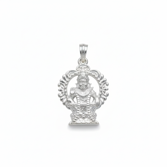 Silver Ayyappan Swami Locket - White Background
