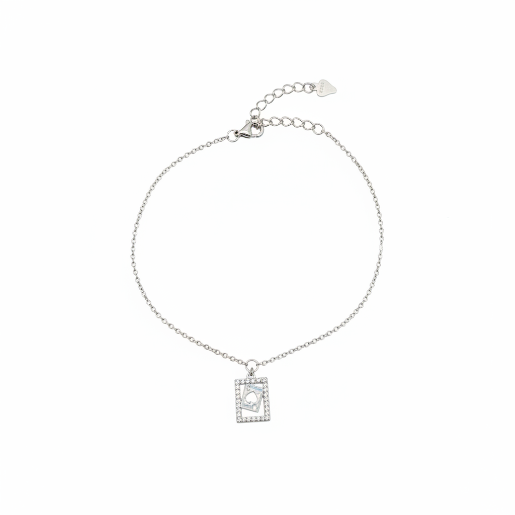 Silver bracelet on white background