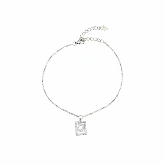 Silver bracelet on white background