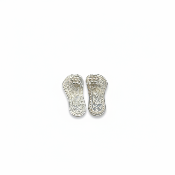 Silver Charan Paduka with white background