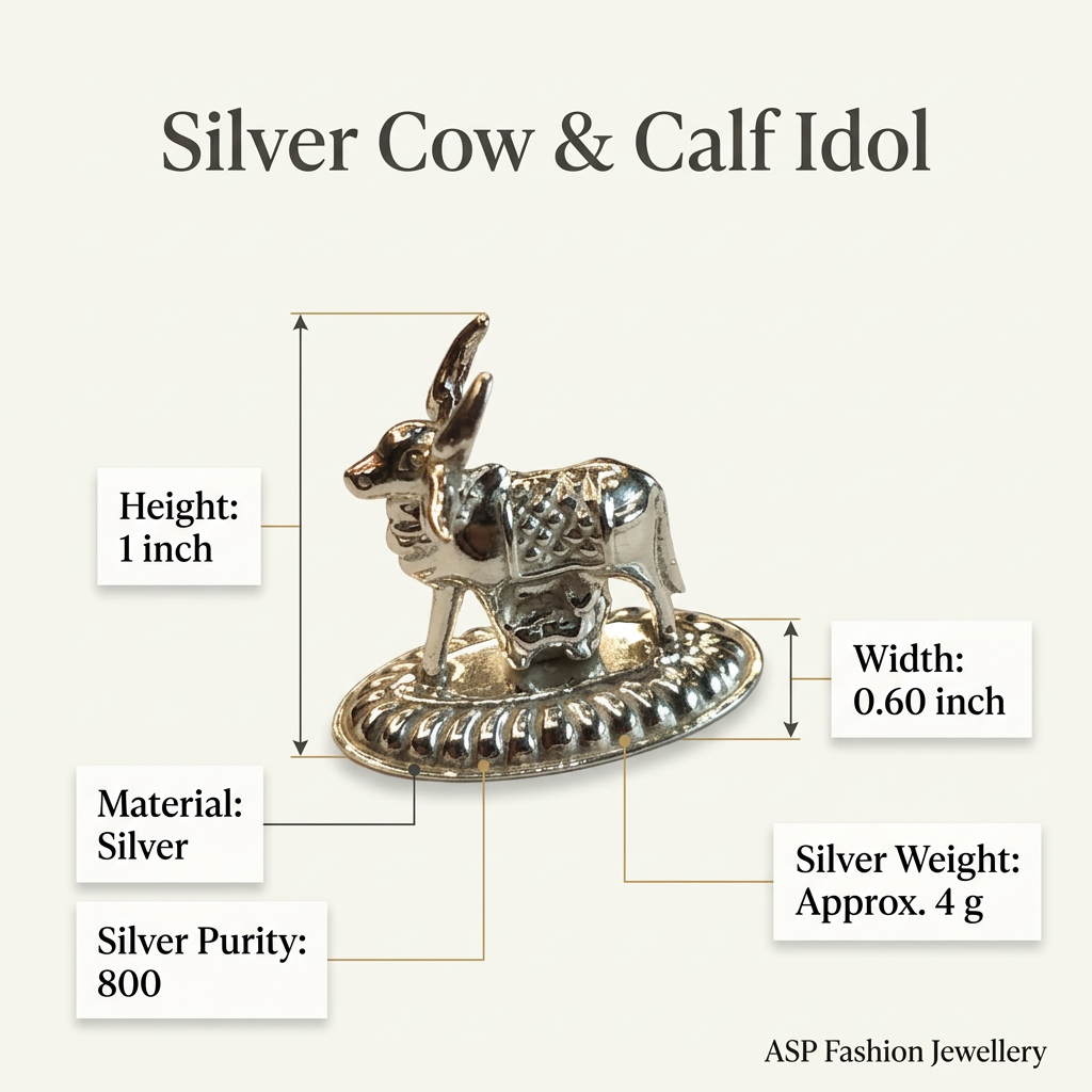 Silver cow and calf idol specification picture