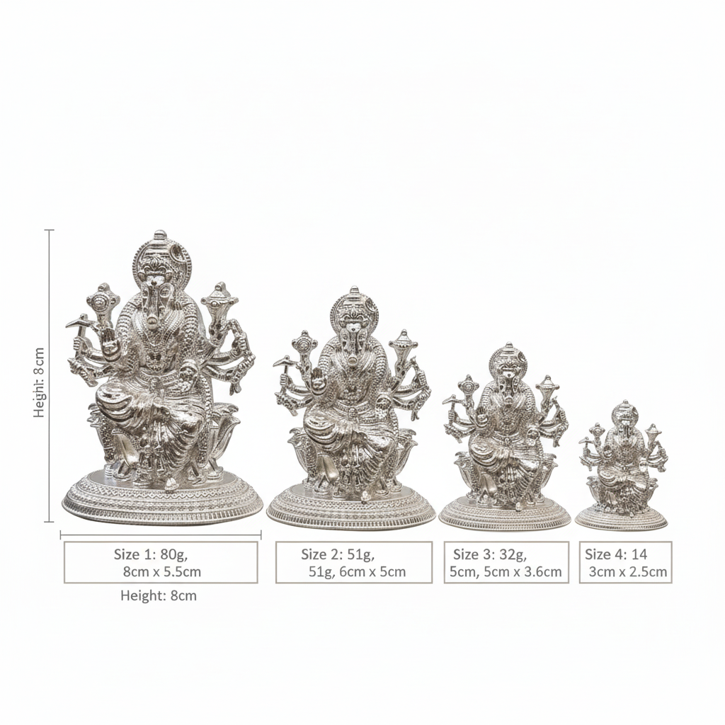 Silver deity figurines with specifications