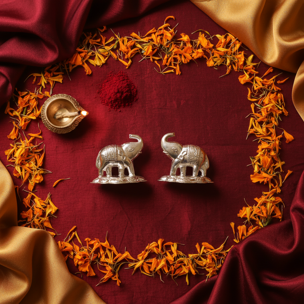 Silver Elephant Figurine - Flat Lay Cultural Context