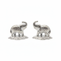 Silver Elephant Pair Figurine Set - White Background