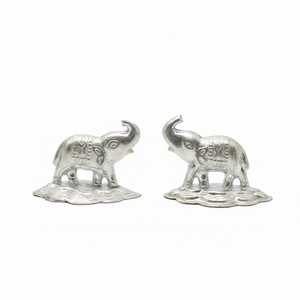 Silver Elephant Pair Figurine - White Background