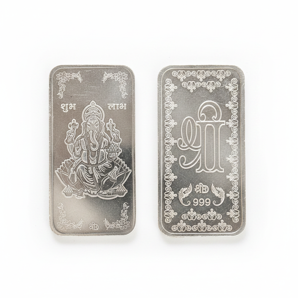 Silver Ganesh Coin - White Background