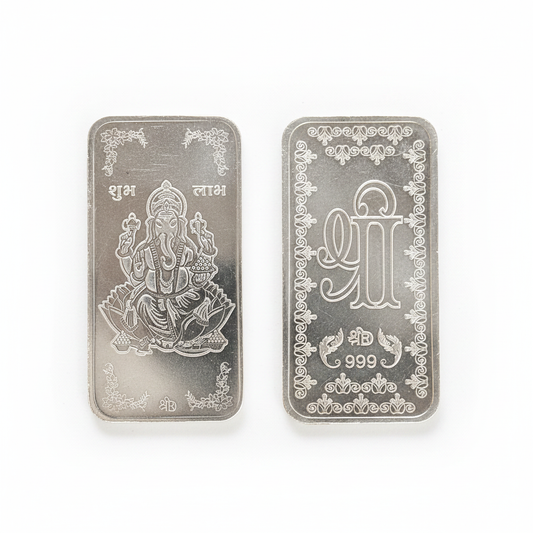 Silver Ganesh Coin - White Background