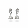 Silver Jhumka with Peacock Stud - White Background