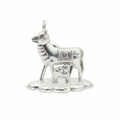 Silver Kamdhenu Cow - White Background