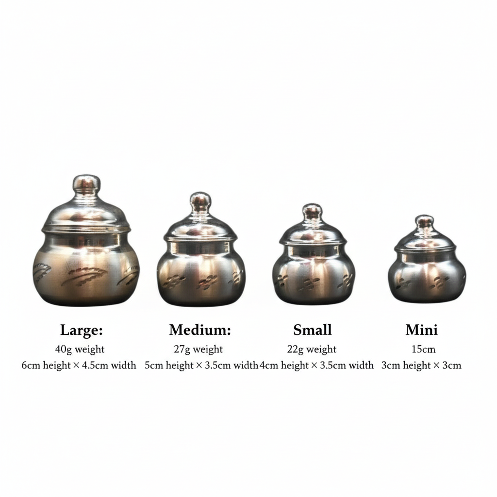 Silver Kumkum Box - 4 Size Specifications