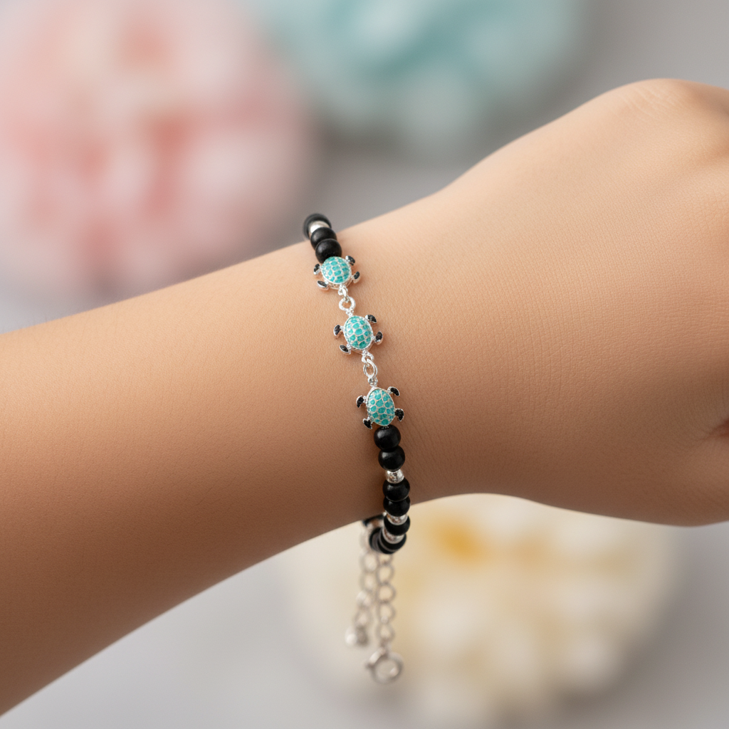 Silver Turtle Kids Bracelet Lifestyle